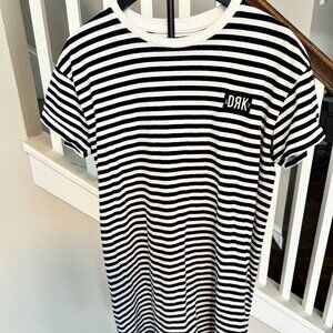 DRK Black and White Stripe Mini Dress - Cotton - Hungarian Size XL US Size 12
